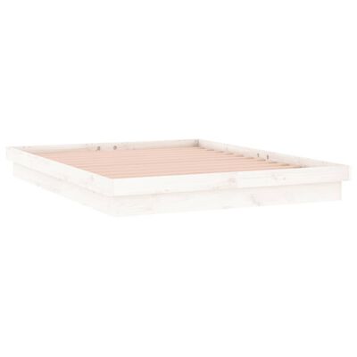 vidaXL Estructura de cama con LED madera maciza blanca 180x200 cm