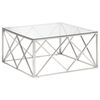 vidaXL Mesa de centro plateada acero inoxidable y vidrio templado