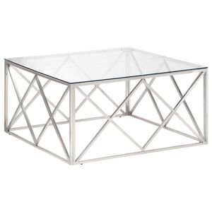 vidaXL Mesa de centro plateada acero inoxidable y vidrio templado