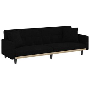 vidaXL Sof&aacute; cama con cojines tela negro