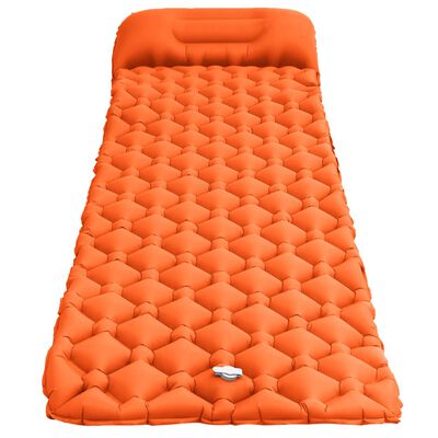 vidaXL Colchón de aire inflable con almohada naranja 58x190 cm