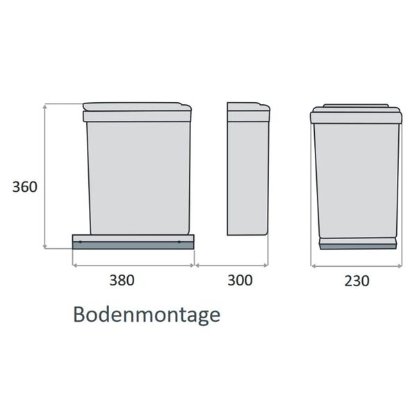 eyckhaus Cubo de reciclaje con ruedas empotrado gris plata 2x7,5 L