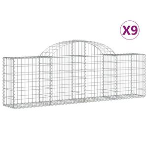 vidaXL Cestas de gaviones 9 uds forma de arco hierro 200x30x60/80 cm