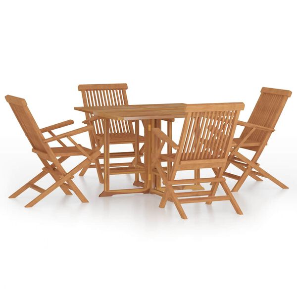 vidaXL Set de comedor de jard&iacute;n plegable 5 pzas madera maciza de teca