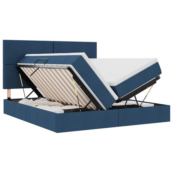 vidaXL Cama con almacenamiento Azul 180 x 200 cm Cuero sint&eacute;tico