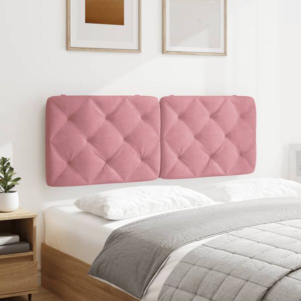 vidaXL Cabecero de cama acolchado terciopelo rosa 120 cm