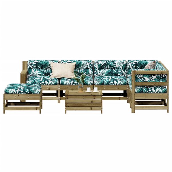 vidaXL Juego de muebles jard&iacute;n 8 pzas y cojines madera pino impregnada