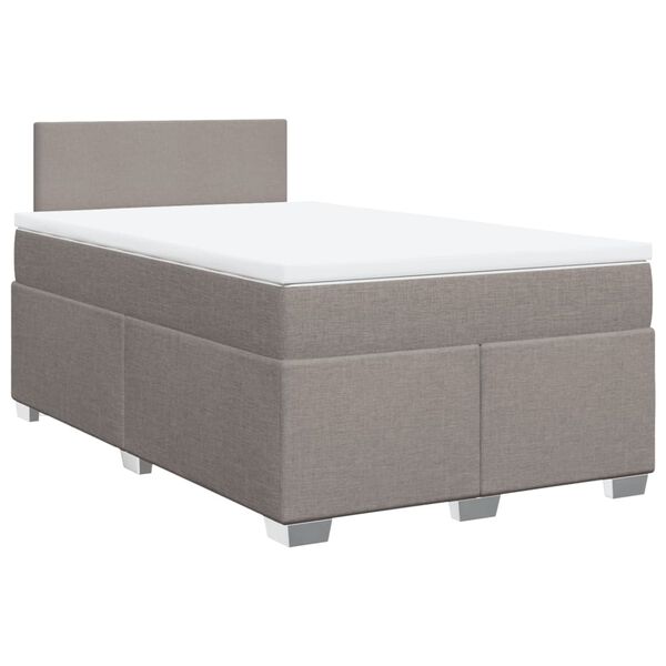 vidaXL Cama box spring con colch&oacute;n tela gris taupe 120x200 cm