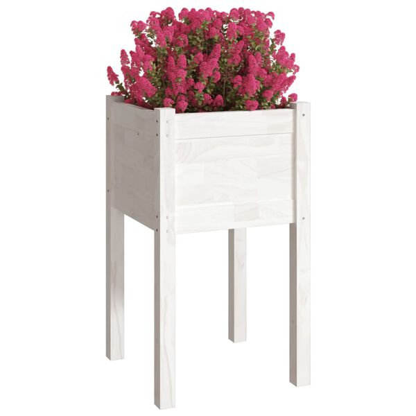vidaXL Jardinera de madera maciza de pino blanco 40x40x70 cm