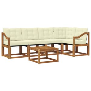 vidaXL Conjunto de sof&aacute;s de exterior con coj&iacute;n 6 pcs Natural y Crema
