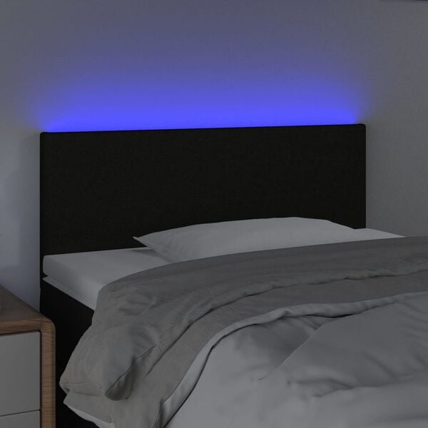 vidaXL Cabecero con LED de tela negro 100x5x78/88 cm
