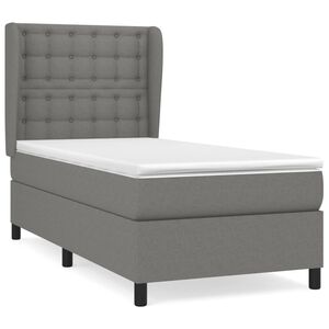 vidaXL Cama box spring con colch&oacute;n tela gris oscuro 80x200 cm