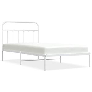 vidaXL Estructura cama sin colch&oacute;n con cabecero metal blanco 100x200cm