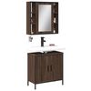 vidaXL Set de muebles ba&ntilde;o 2 pzas madera contrachapada marr&oacute;n roble