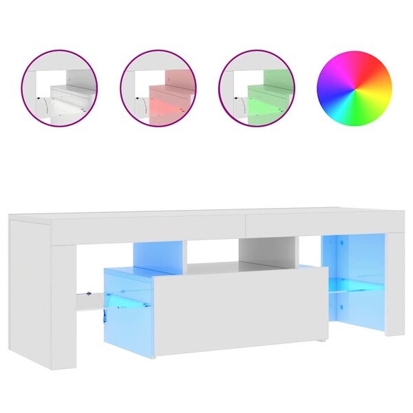 vidaXL Mueble de TV con luces LED blanco brillante 120x35x40 cm