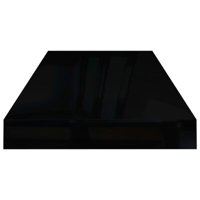 vidaXL Estante flotante de pared 4 uds MDF negro brillo 60x23,5x3,8 cm