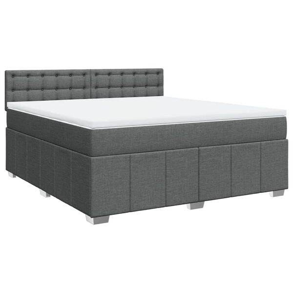 vidaXL Cama box spring con colch&oacute;n tela gris oscuro 180x200 cm