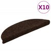 vidaXL Felpudos autoadhesivos para escaleras, 10 unidades, 56 x 17 x 3 cm, marr&oacute;n, semicirculares