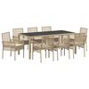 vidaXL Conjunto de Comedor de Jard&iacute;n 9 pcs Beige rat&aacute;n sint&eacute;tico