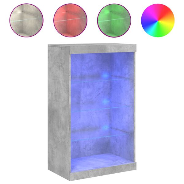vidaXL Aparador con luces LED gris hormig&oacute;n 60,5x37x100 cm