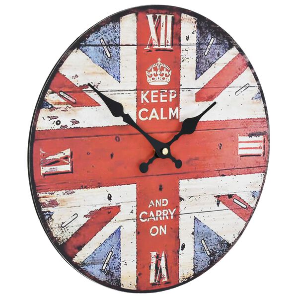vidaXL Reloj vintage de pared con flores UK 30 cm