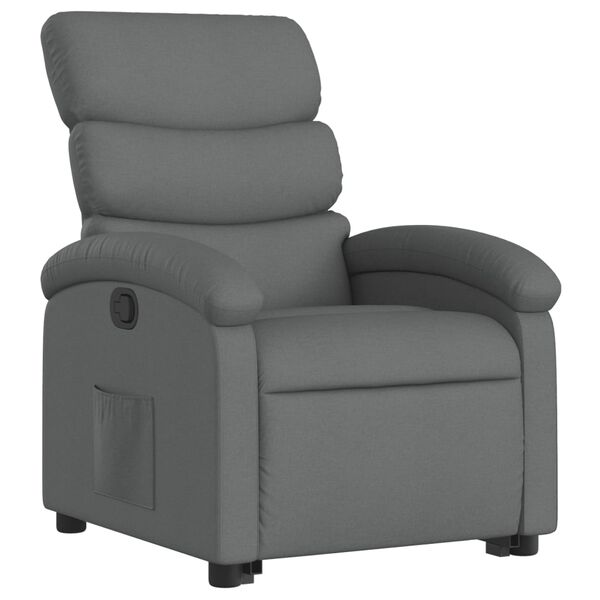 vidaXL Sill&oacute;n reclinable elevable de tela gris oscuro