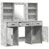 vidaXL Conjunto de mesa de vestidor con LED 3 pcs Gris Concreto