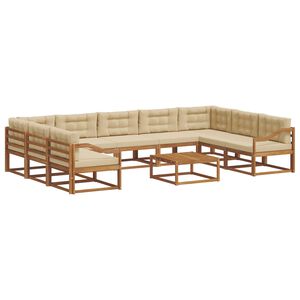 vidaXL Conjunto de sof&aacute;s de exterior con coj&iacute;n 10 pcs Natural y Beige