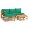 vidaXL Set de muebles de jard&iacute;n 5 piezas bamb&uacute; con cojines verde