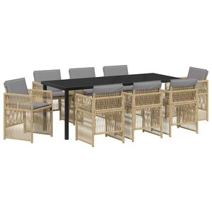 vidaXL Conjunto de Comedor de Jard&iacute;n 9 uds. Beige
