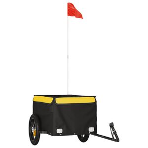 vidaXL Remolque para bicicleta hierro negro y amarillo 30 kg
