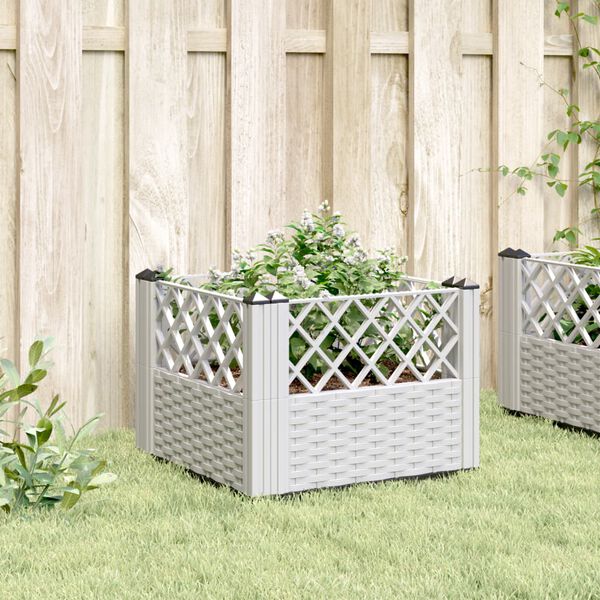 vidaXL Jardinera con clavijas PP blanco 43,5x43,5x43,5 cm