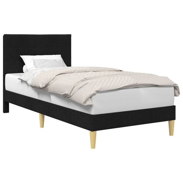 vidaXL Estructura de cama con cabecera Negro 90 x 190 cm tela