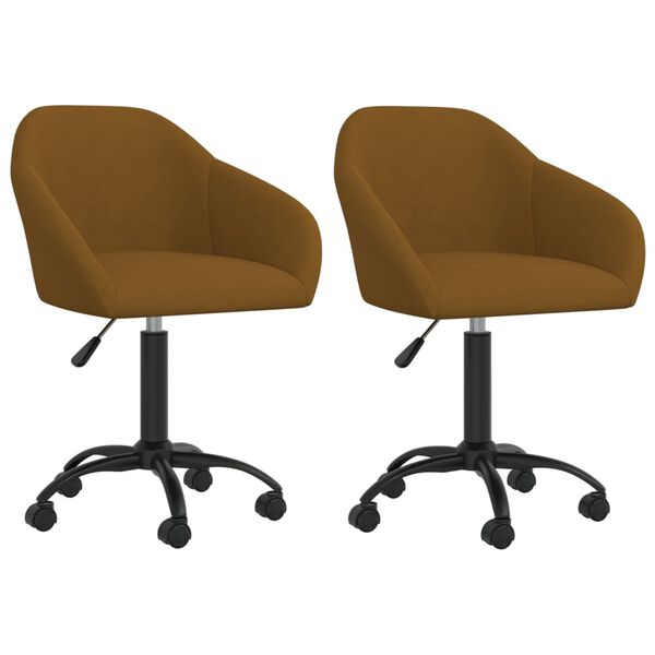 vidaXL Sillas de comedor giratorias 2 uds terciopelo marr&oacute;n