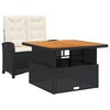 vidaXL Set comedor de jard&iacute;n 2 pzas con cojines rat&aacute;n sint&eacute;tico negro