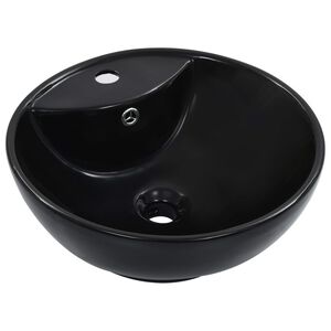 vidaXL Lavabo con rebosadero 46,5x18 cm cer&aacute;mica negro