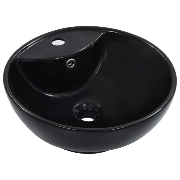 vidaXL Lavabo con rebosadero 46,5x18 cm cer&aacute;mica negro