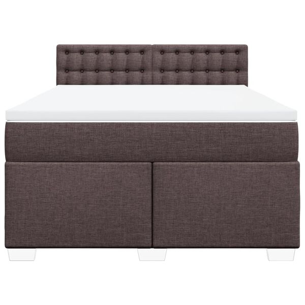 vidaXL Cama box spring con colch&oacute;n tela marr&oacute;n oscuro 140x200 cm