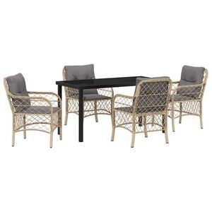 vidaXL Conjunto de Comedor de Jard&iacute;n 5 uds. Beige rat&aacute;n sint&eacute;tico