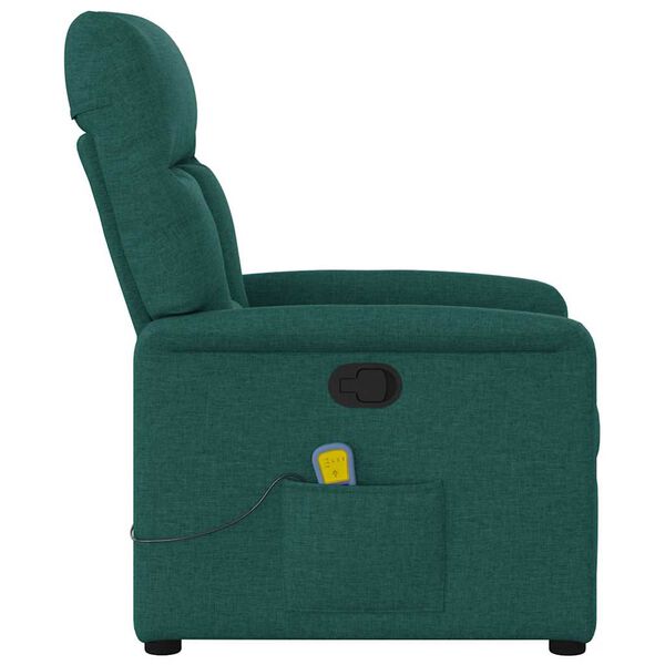 vidaXL Sillón de masaje reclinable de tela verde oscuro