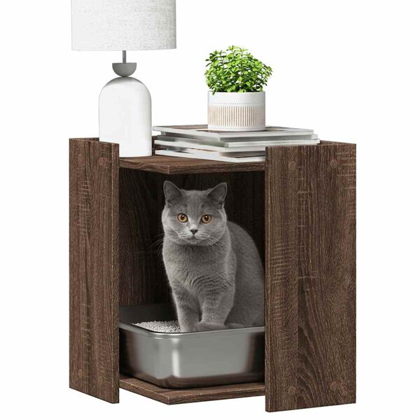 vidaXL Mueble arenero para gatos madera marr&oacute;n roble 42x42x51 cm