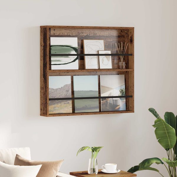 vidaXL Estante de revistas con estante Madera vieja 80 x 12 x 70 cm