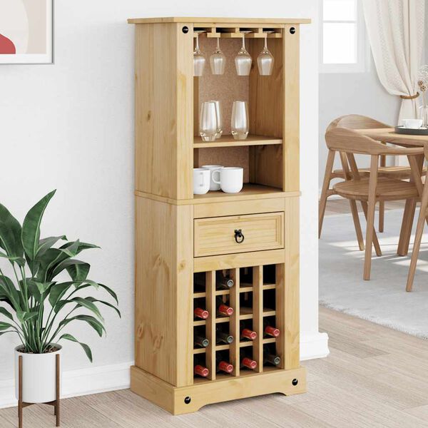 vidaXL Mueble botellero Corona madera maciza de pino 56x35x134,5 cm