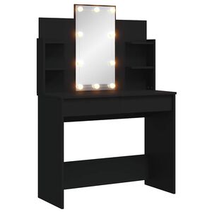 vidaXL Tocador con luces LED negro 96x40x142 cm