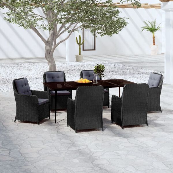 vidaXL Juego de comedor para jardín 7 piezas negro