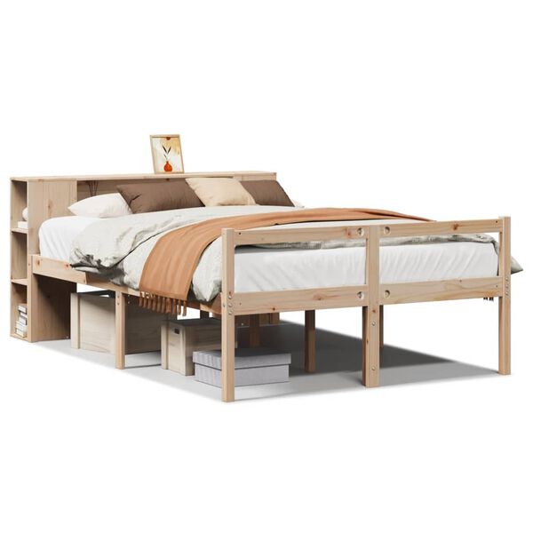 vidaXL Cama con estantería sin colchón madera maciza de pino 160x200cm