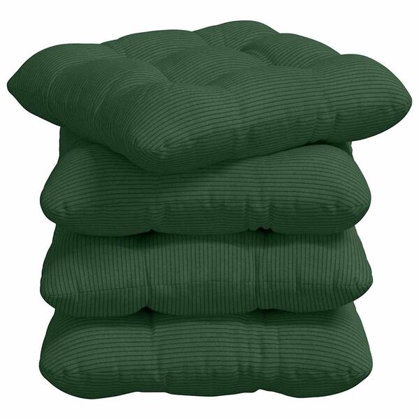 vidaXL Cojines para asiento 4 pcs Verde oscuro 45 x 45 cm Tela de pana