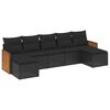 vidaXL Set de comedor de jard&iacute;n 7 pzas y cojines rat&aacute;n sint&eacute;tico negro