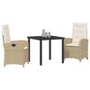 vidaXL Conjunto de Comedor de Jard&iacute;n 3 pcs Beige rat&aacute;n sint&eacute;tico