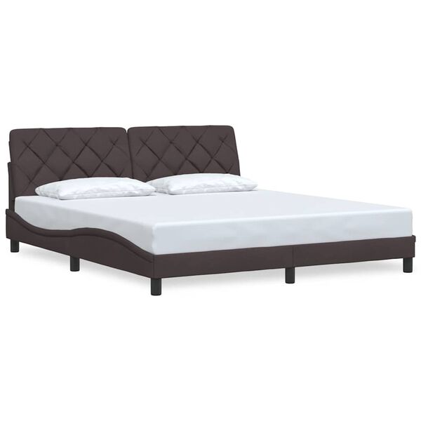 vidaXL Estructura de cama sin colch&oacute;n de tela marr&oacute;n oscuro 180x200 cm